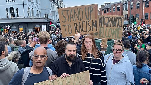 Liberal Democrats attend the anti-racism protest in Walthamstow